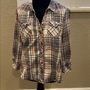 Arizona jeans plaid western shirt